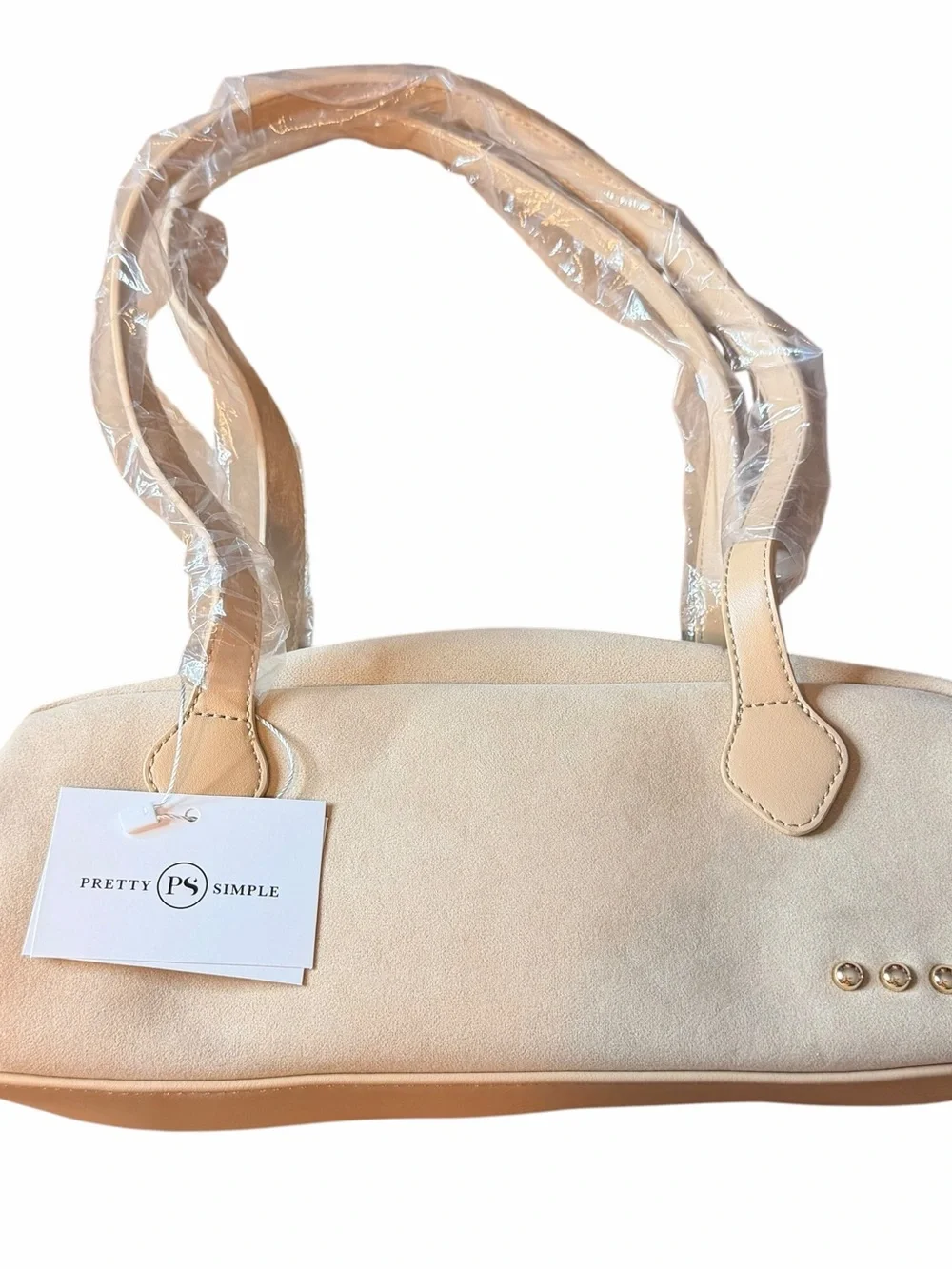 Pretty Simple Sally Vegan Suede Barrel Shoulder Bag High Quality Oat
